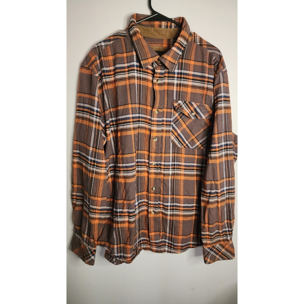 CQR Men's Long Sleeve‎ Flannel Shirt Plaid, 100% Cotton Large